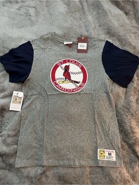 Mitchell & Ness Cooperstown Collection Blocked St. Louis Cardinals Shirt Sz MED